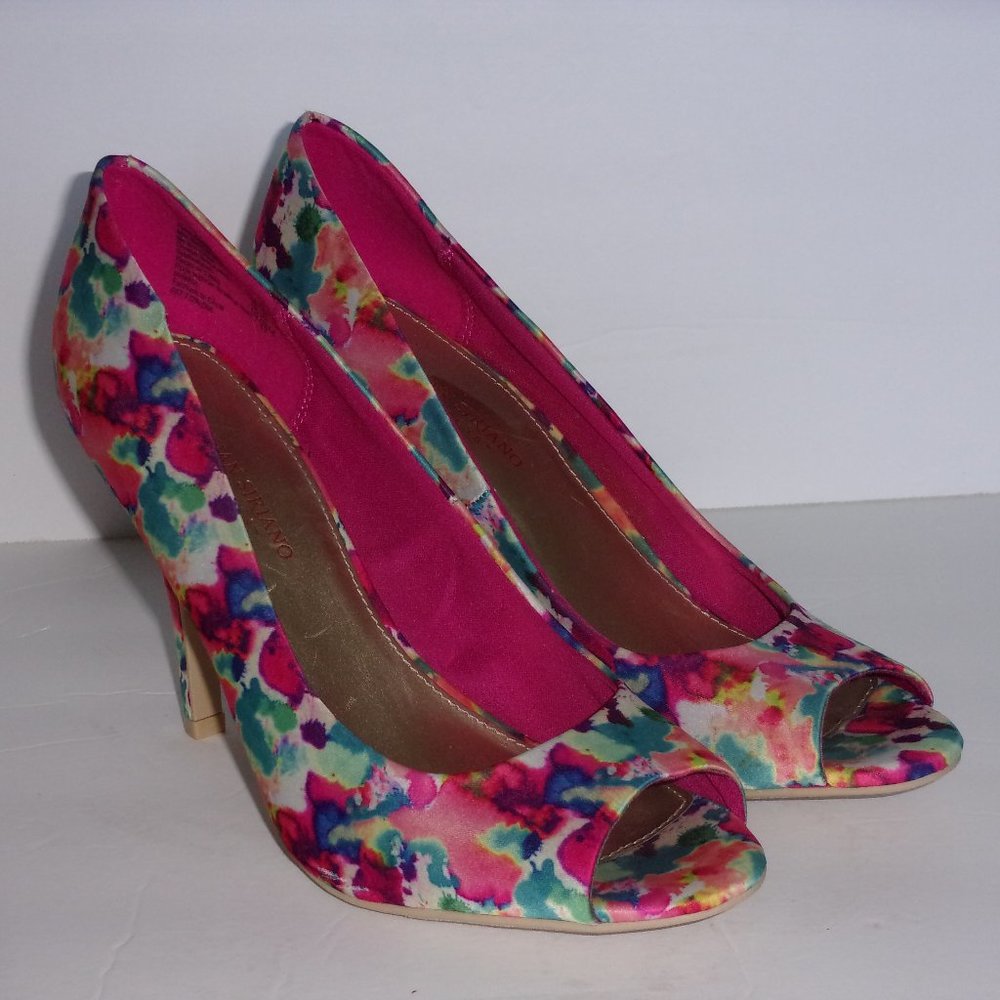 Pre-Owned Christian Siriano Womans Size 10 Multi Colored Peep Toe High Heels